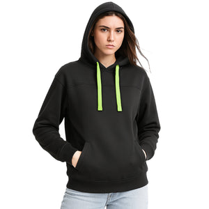 "Assorted hoodie in Black green model front ready for logo printing – NS Promo club apparel"