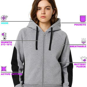"Custom Womens Panel Zip Hoodie Jumper Add Your Logo – Big Bee - NS PROMO"