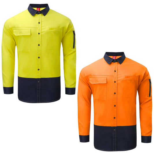 "Custom Mens Hi Vis PULSE Work Shirt – Logo Embroidery & Printing | NS Promo - NS PROMO"
