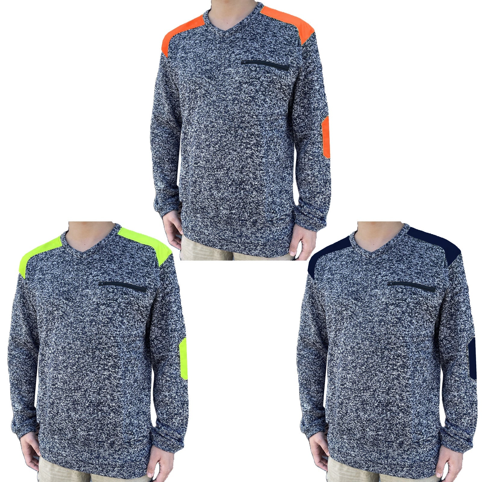 "Custom Crew Hi Vis Jumper Add Your Logo – Marle Fleece Safety Workwear - NS PROMO"
