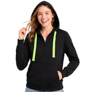 "Custom Womens Contrast Zip Hoodie Add Your Logo – ISUSI - NS PROMO"
