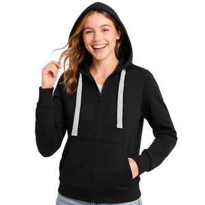 "Custom Womens Contrast Zip Hoodie Add Your Logo – ISUSI - NS PROMO"