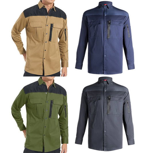 "Custom Mens ZIP Work Shirt – Stretch Cotton, Logo Printing & Embroidery | NS Promo - NS PROMO"