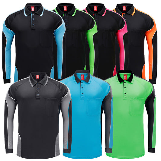"Custom Mens Long Sleeve Panel Polo – Logo Printing & Embroidery | NS Promo - NS PROMO"