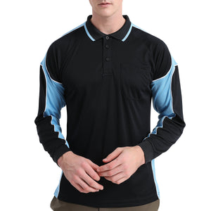 "Custom Mens Long Sleeve Panel Polo – Logo Printing & Embroidery | NS Promo - NS PROMO"