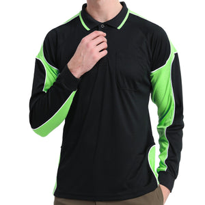 "Custom Mens Long Sleeve Panel Polo – Logo Printing & Embroidery | NS Promo - NS PROMO"