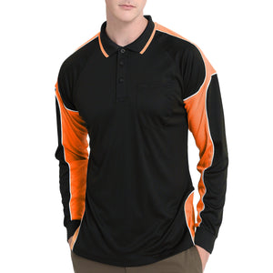 "Custom Mens Long Sleeve Panel Polo – Logo Printing & Embroidery | NS Promo - NS PROMO"