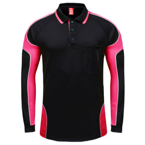 "Custom Mens Long Sleeve Panel Polo – Logo Printing & Embroidery | NS Promo - NS PROMO"