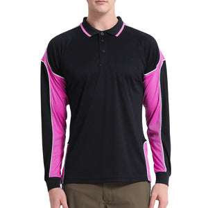 "Custom Mens Long Sleeve Panel Polo – Logo Printing & Embroidery | NS Promo - NS PROMO"