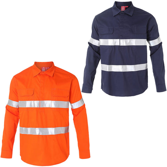 "Custom Mens Hi Vis Closed Front Work Shirt – Logo Embroidery & Printing | NS Promo - NS PROMO"