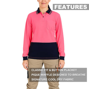 "Custom Womens Hi Vis Long Sleeve Polo – Add Your Logo Printing | NS Promo - NS PROMO"
