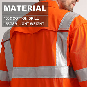 "Custom Mens VIC Rail Hi Vis Work Shirt – H Pattern Reflective | NS Promo - NS PROMO"