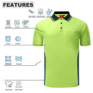 "Custom Hi Vis Tech-Vent Short Sleeve Polo – Add Your Logo | NS Promo - NS PROMO"