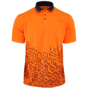 "Custom Hi Vis Two-Tone Polo – Fluoro Orange & Yellow Logo Printing | NS Promo - NS PROMO"