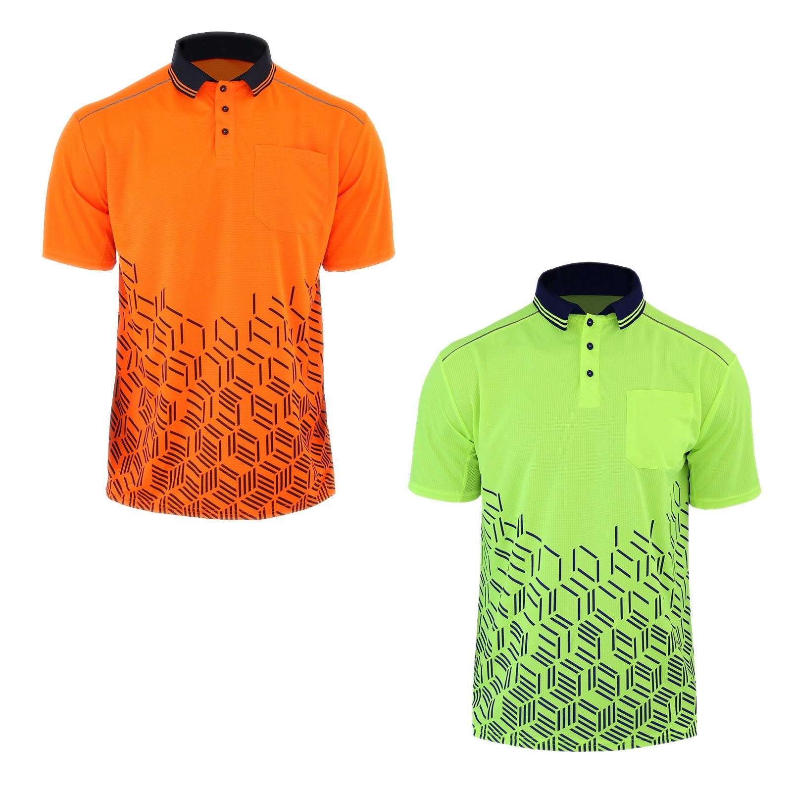 "Custom Hi Vis Two-Tone Polo – Fluoro Orange & Yellow Logo Printing | NS Promo - NS PROMO"