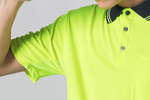 "Custom Hi Vis Two-Tone Polo – Fluoro Orange & Yellow Logo Printing | NS Promo - NS PROMO"