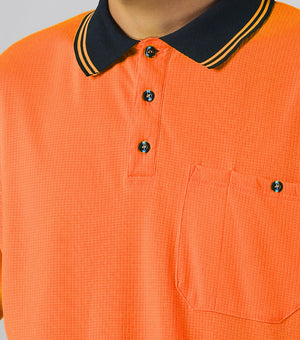 "Custom Hi Vis Long Sleeve Polo – Orange/Navy & Yellow/Navy Logo Printing | NS Promo - NS PROMO"