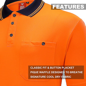 "Custom Hi Vis Long Sleeve Polo – Orange/Navy & Yellow/Navy Logo Printing | NS Promo - NS PROMO"
