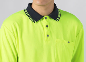 "Custom Hi Vis Long Sleeve Polo – Orange/Navy & Yellow/Navy Logo Printing | NS Promo - NS PROMO"