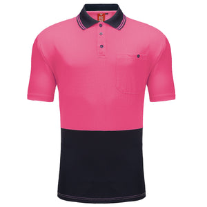 "Custom Hi Vis Short Sleeve Polo – Orange/Navy, Yellow/Navy, Pink/Navy | NS Promo - NS PROMO"