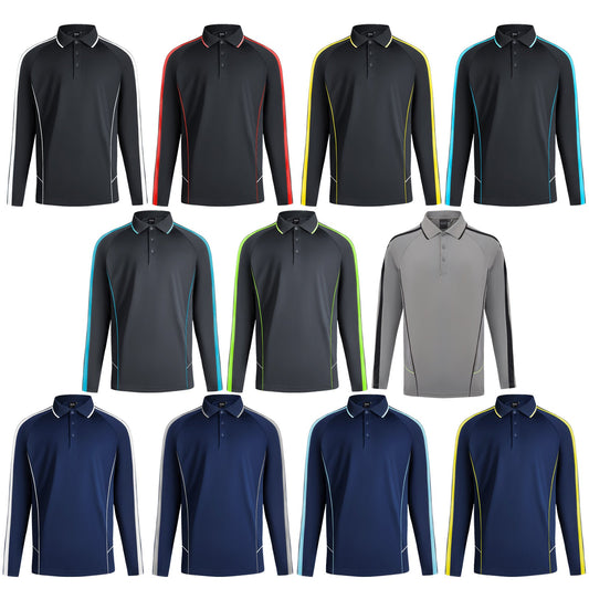 "Custom ISUSI Flow Mens Long Sleeve Polo – Logo Printing & Embroidery | NS Promo - NS PROMO"