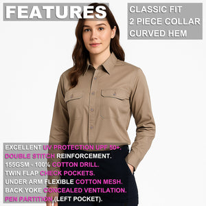 "Custom Womens Hi Vis Lightweight Work Shirt – Add Your Logo | NS Promo - NS PROMO"
