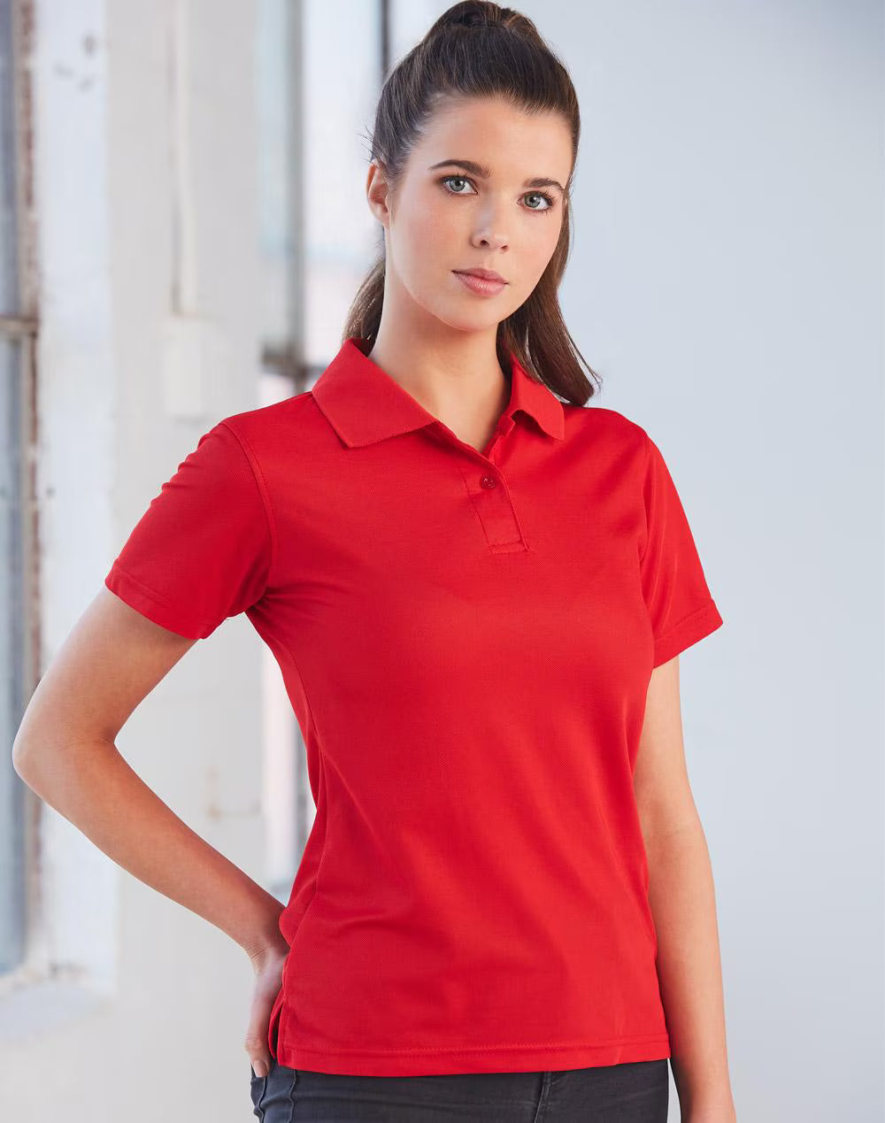 Ladies CoolDry Polo Shirt Short Sleeve Solid Colour - NS PROMO