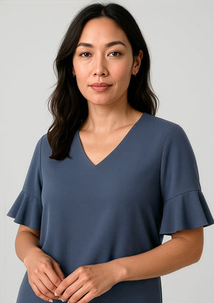 Aria Womens Fluted Sleeve Blouse