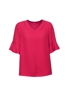 Aria Womens Fluted Sleeve Blouse