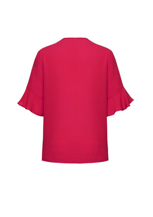 Aria Womens Fluted Sleeve Blouse
