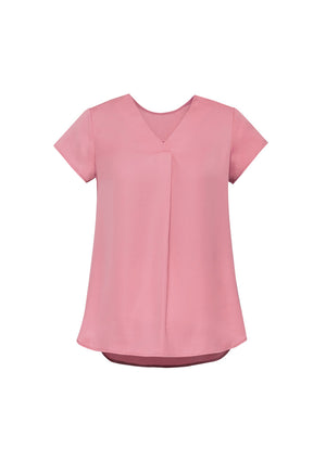 Kayla Womens V-Neck Pleat Blouse