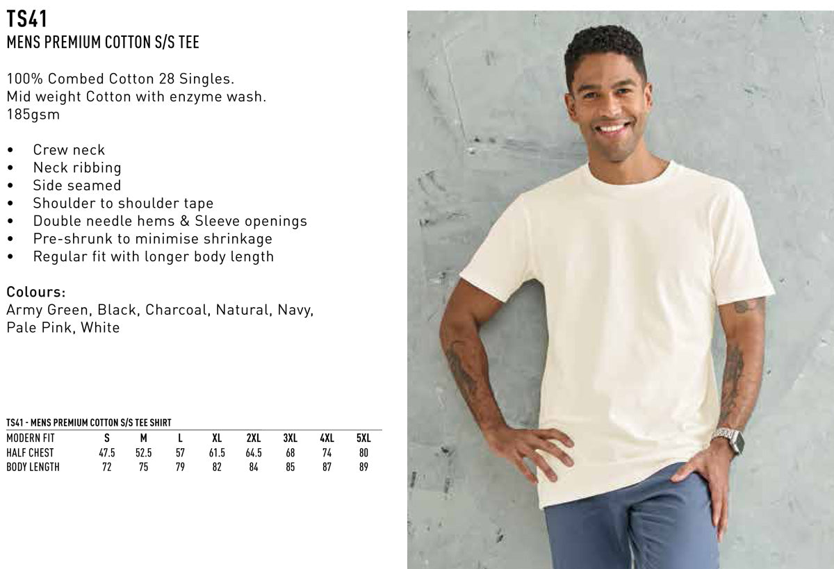 Mens Premium Cotton Tee Short Sleeve - NS PROMO