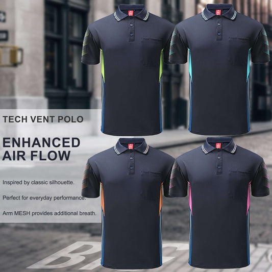 Big Bee Tech-Vent Mens Polo Shirts, Short Sleeve - Big Bee