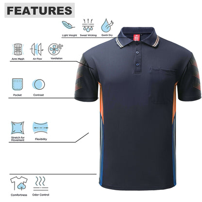 Big Bee Tech-Vent Mens Polo Shirts, Short Sleeve - Big Bee