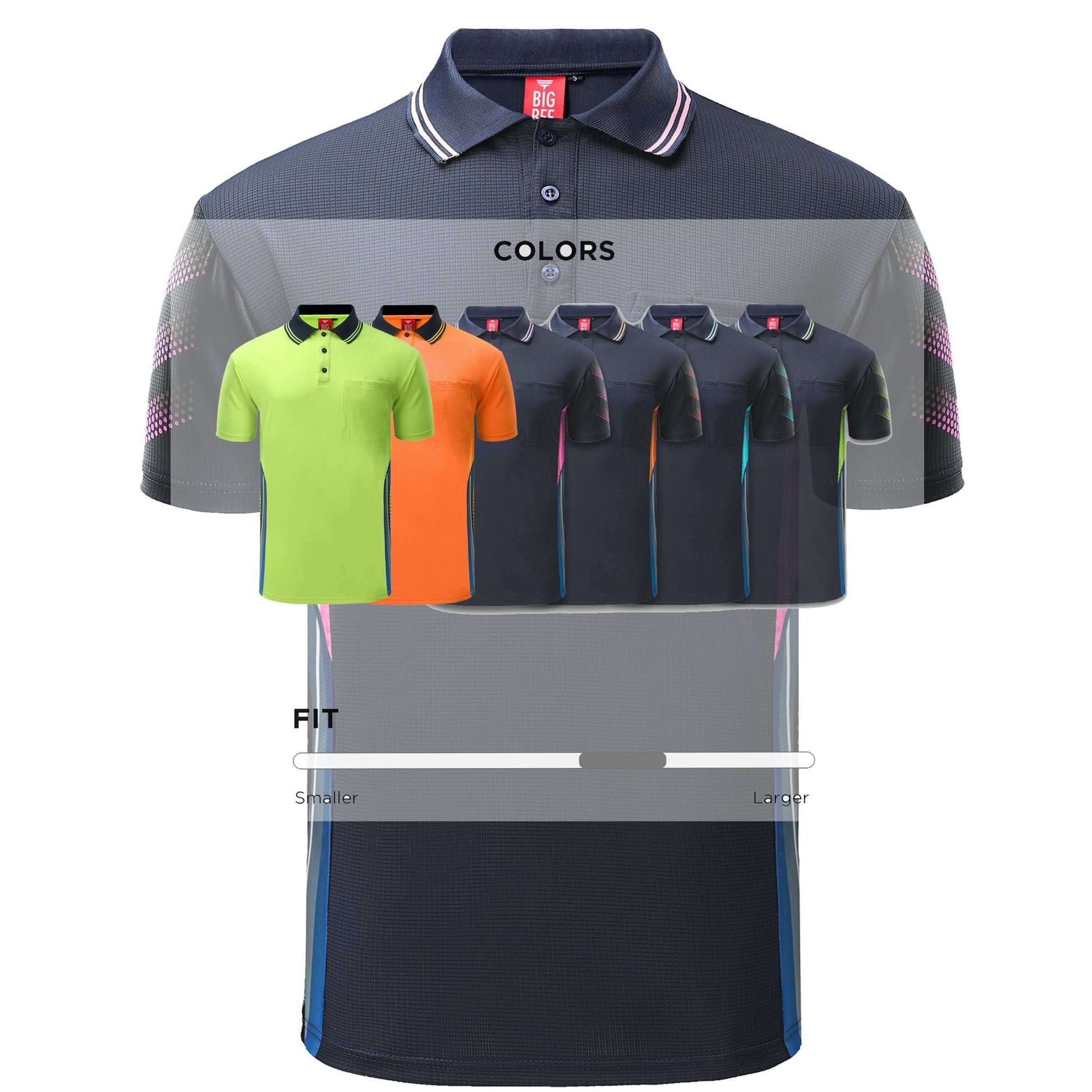 Big Bee Tech-Vent Mens Polo Shirts, Short Sleeve - Big Bee