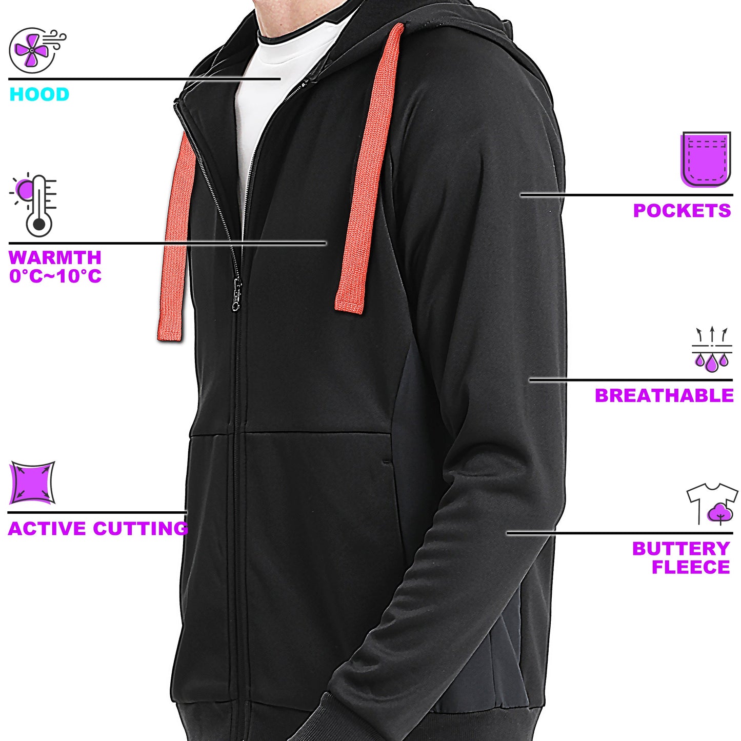 "Assorted zip hoodie key features for custom logo printing – NS Promo sports uniform"