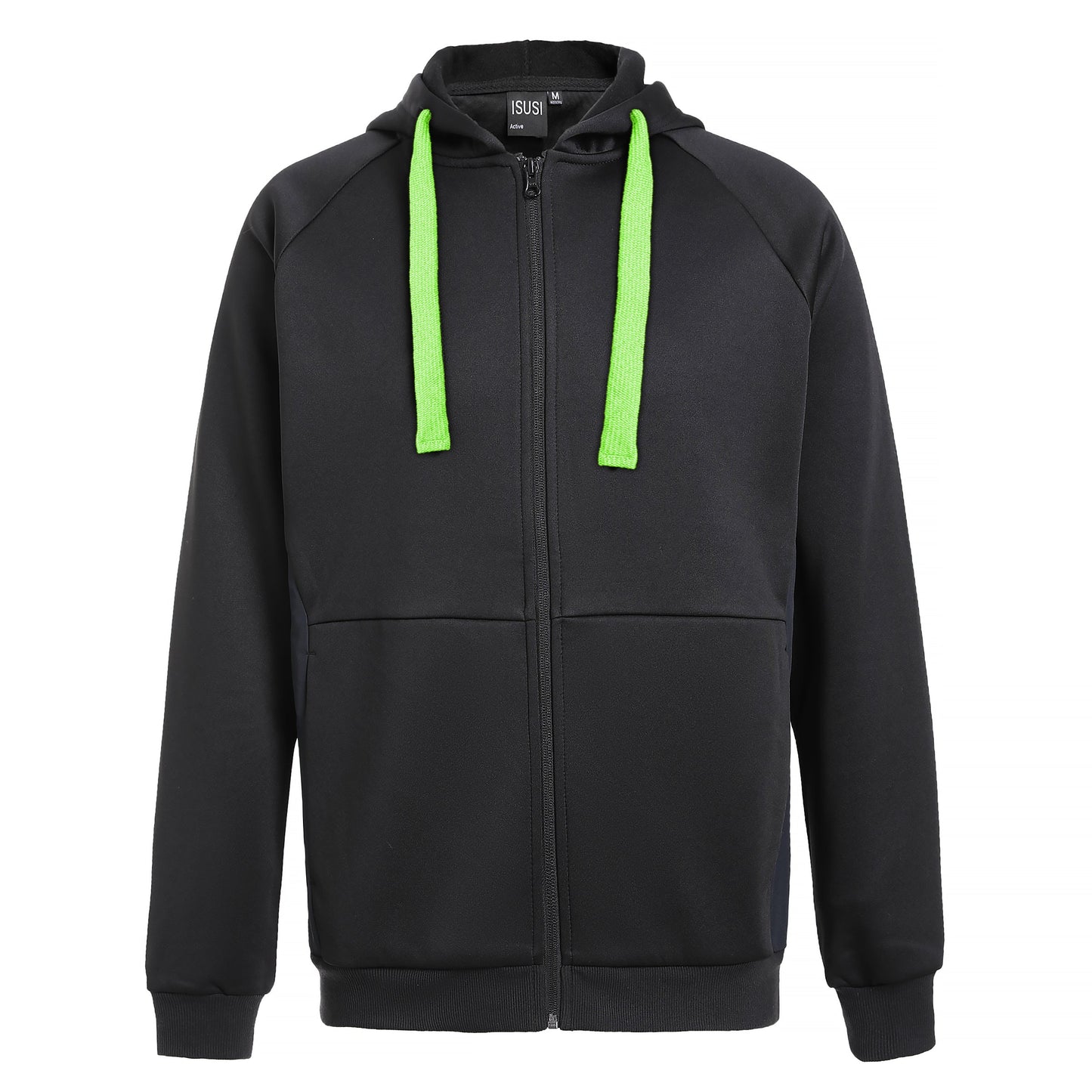 "Assorted zip hoodie in Black green front for custom logo printing – NS Promo sports uniform"