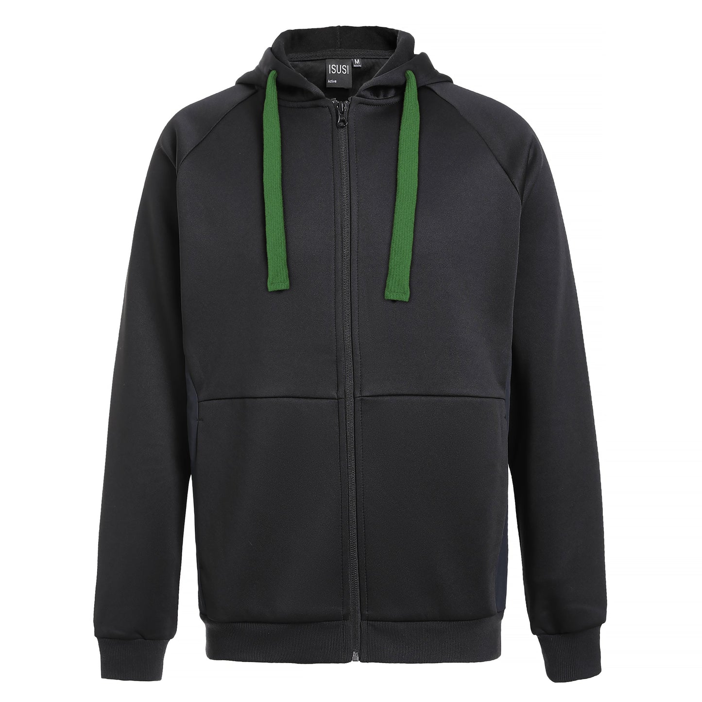 "Assorted zip hoodie in Black green front angle for custom logo printing – NS Promo sports uniform"