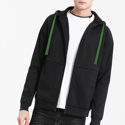 "Assorted zip hoodie in Black green model front for custom logo printing – NS Promo sports uniform"
