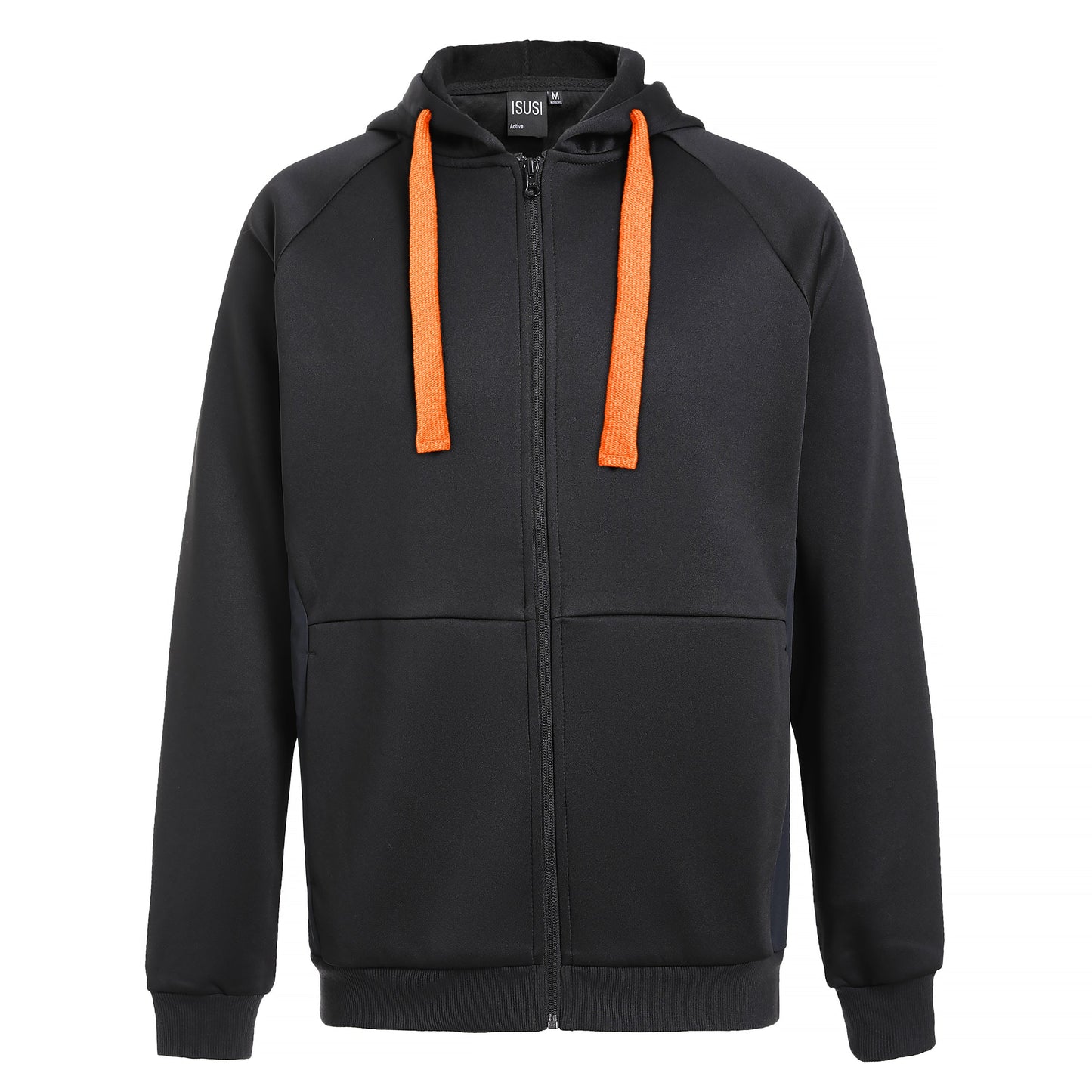 "Assorted zip hoodie in Black orange front for custom logo printing – NS Promo sports uniform"