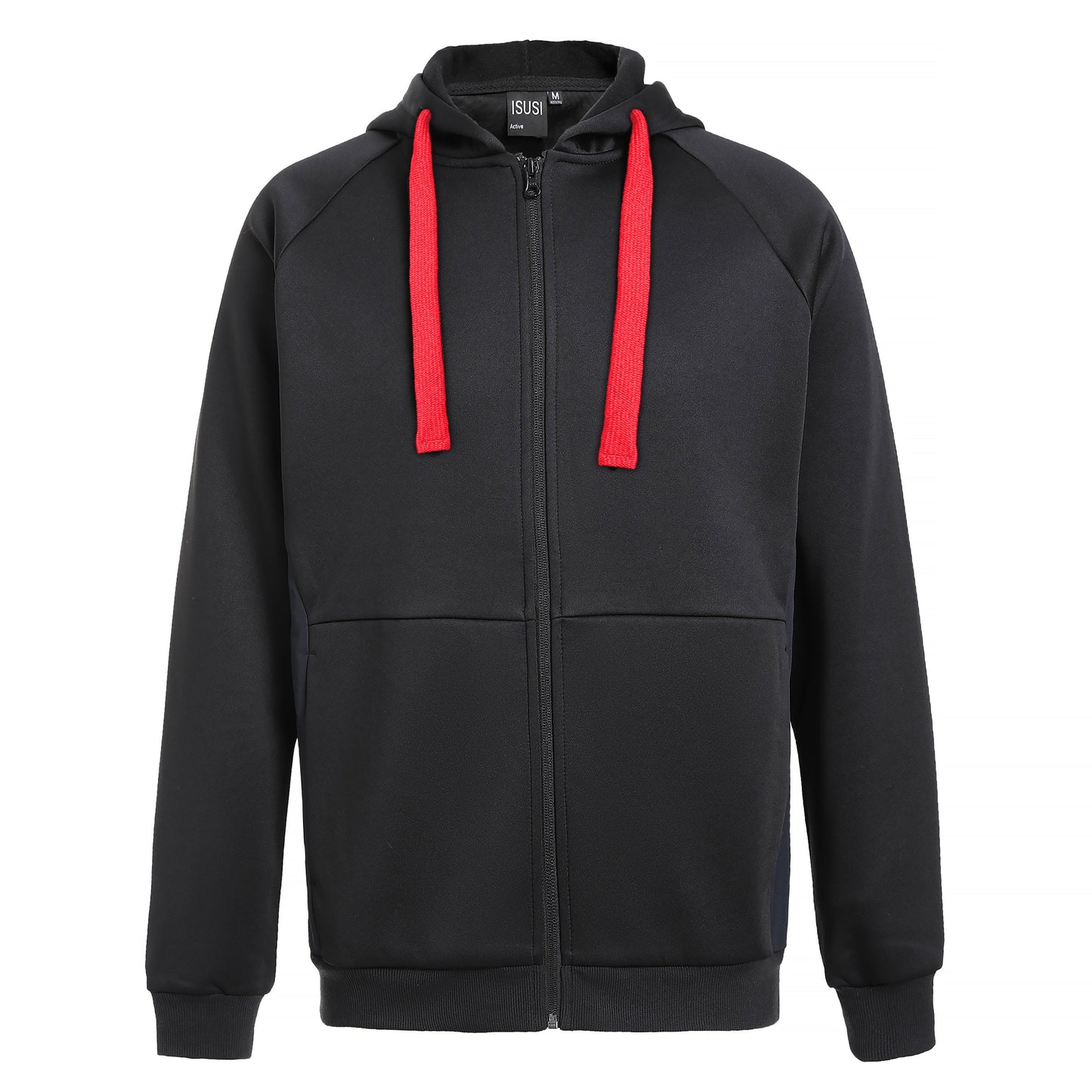 "Assorted zip hoodie in Black red front for custom logo printing – NS Promo sports uniform"
