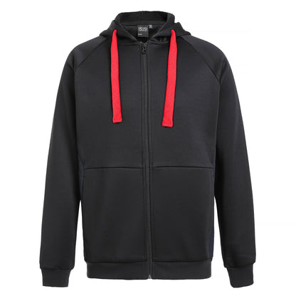 "Assorted zip hoodie in Black red front for custom logo printing – NS Promo sports uniform"