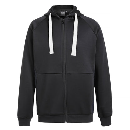 "Assorted zip hoodie in Black white front for custom logo printing – NS Promo sports uniform"
