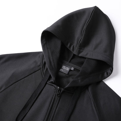 "Assorted zip hoodie collar detail close-up for custom printing – NS Promo branding"