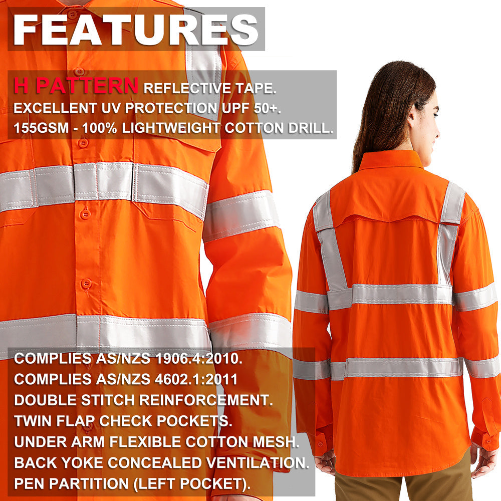 "Custom Womens VIC Rail Hi Vis Work Shirt – Add Your Logo | NS Promo - NS PROMO"