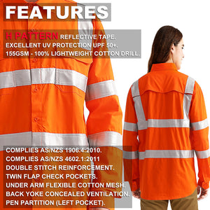 "Custom Womens VIC Rail Hi Vis Work Shirt – Add Your Logo | NS Promo - NS PROMO"