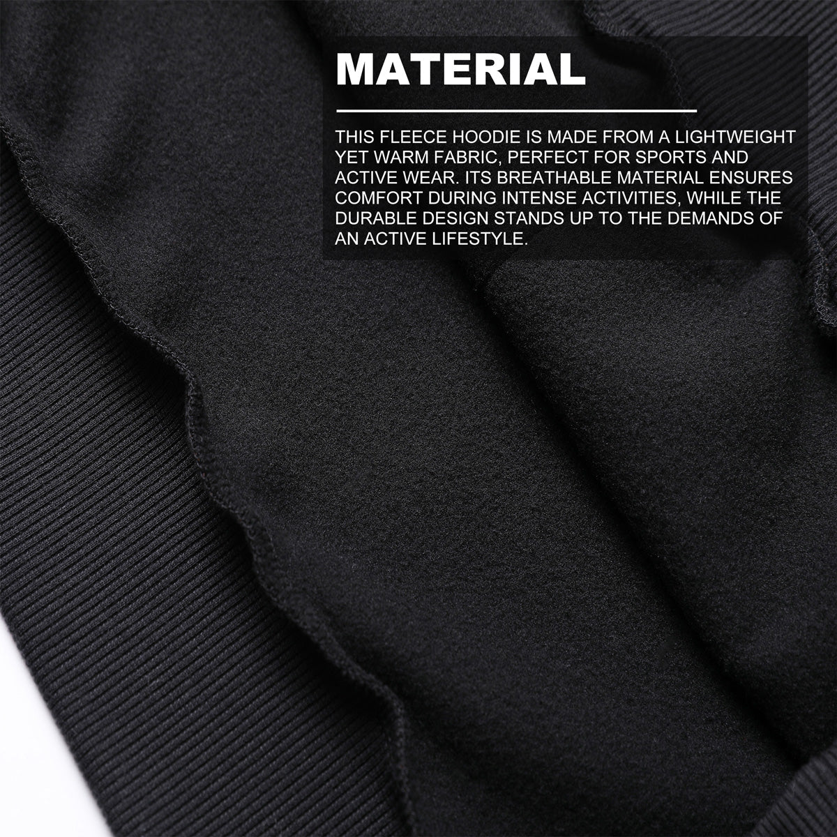 "Assorted hoodie fabric close-up with info ready for logo printing – NS Promo club apparel"