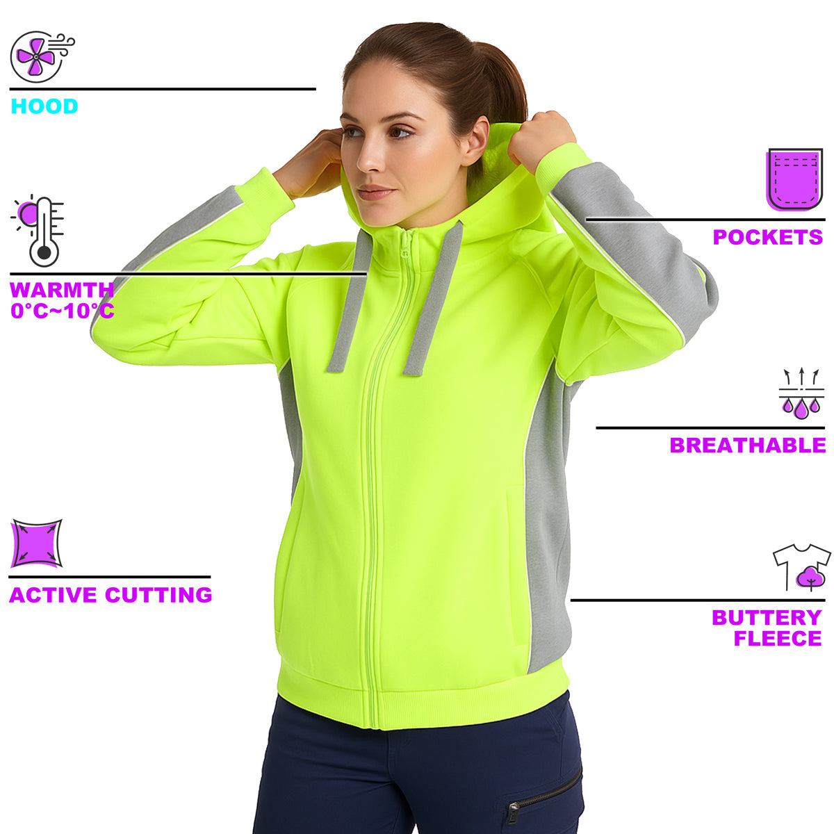 "Custom Womens Hi Vis Hoodie Add Your Logo – Big Bee Workwear - NS PROMO"