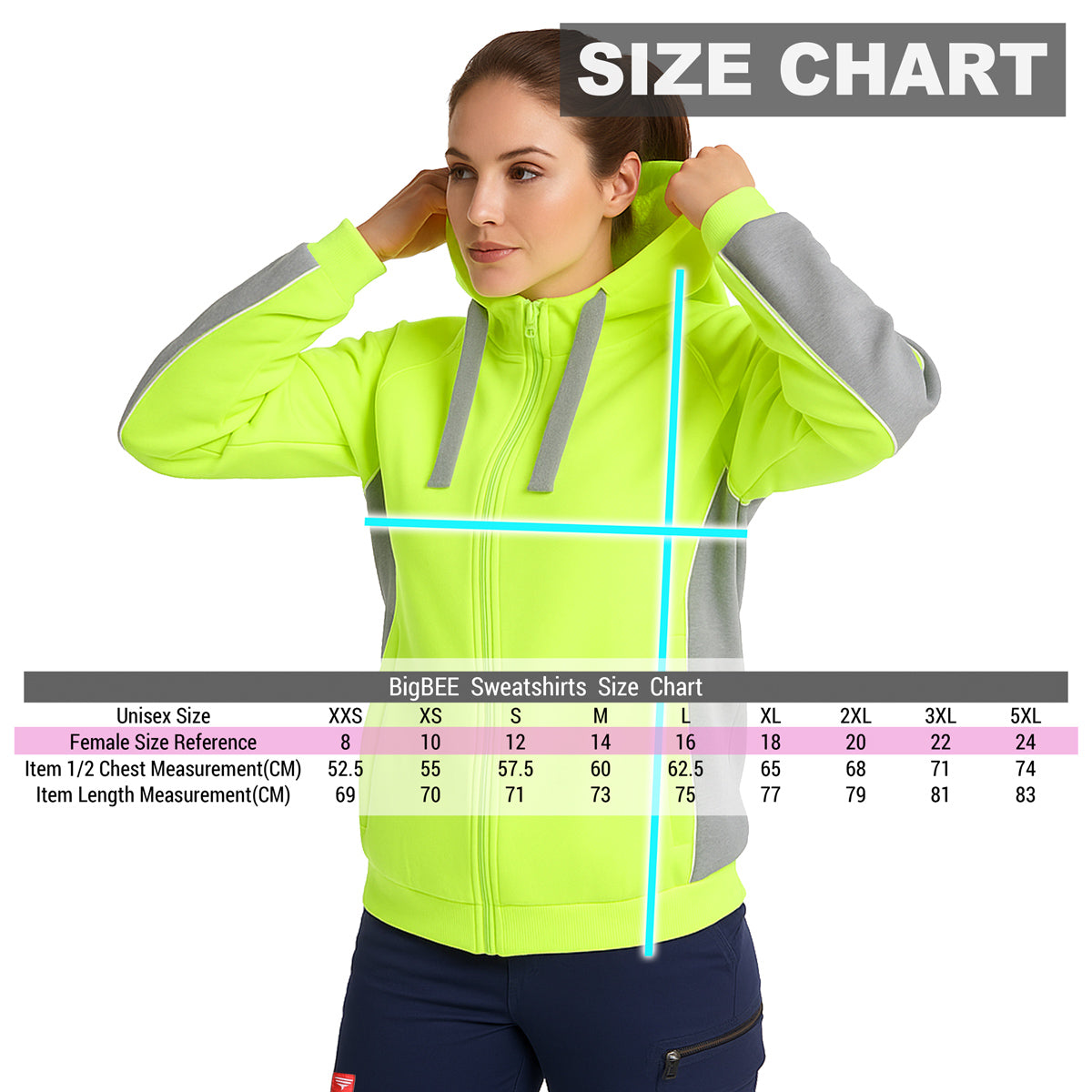 "Custom Womens Hi Vis Hoodie Add Your Logo – Big Bee Workwear - NS PROMO"