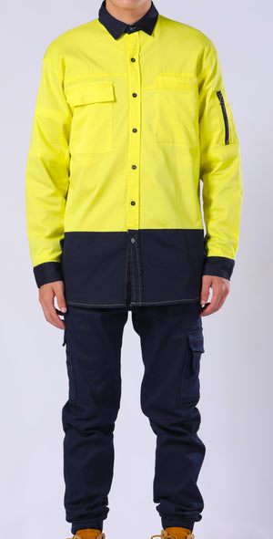 "Custom Mens Hi Vis PULSE Work Shirt – Logo Embroidery & Printing | NS Promo - NS PROMO"